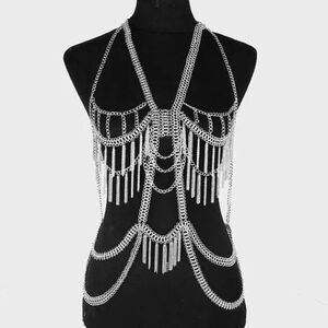NWOT Statement Layered Bodychain Tassel Harness Chunky - one size